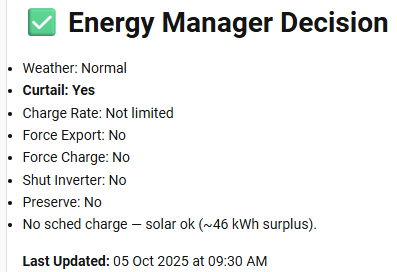 Energy Manager Decisions
